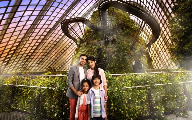 Capturing cherished moments: A picturesque family portrait amidst the stunning backdrop of Gardens By The Bay's natural beauty.
